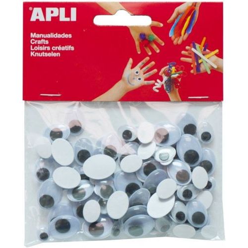 Apli Crea Bewegende Ogen Zwart, Ovaal, Zelfklevend