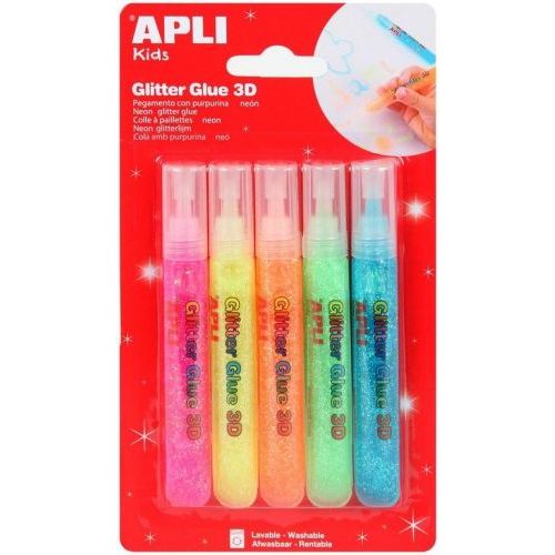 Apli Crea Apli Glitterlijm 5 Tubes Fluokleur