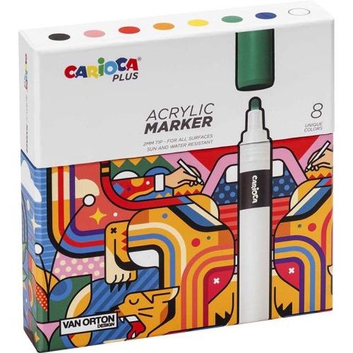 Carioca Carioca Plus Acrylic Markers Hard Box 8s (52045209) - B-Toys Keerbergen