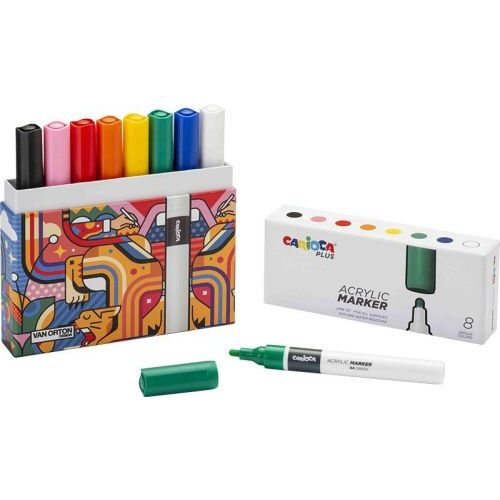 Carioca Carioca Plus Acrylic Markers Hard Box 8s (52045209) - B-Toys Keerbergen