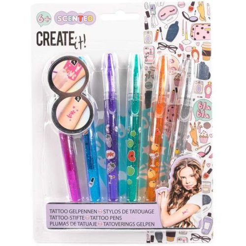 Create It! Create it! Poptastic Tattoo 6 Geurpennen + 2 Sjablonen