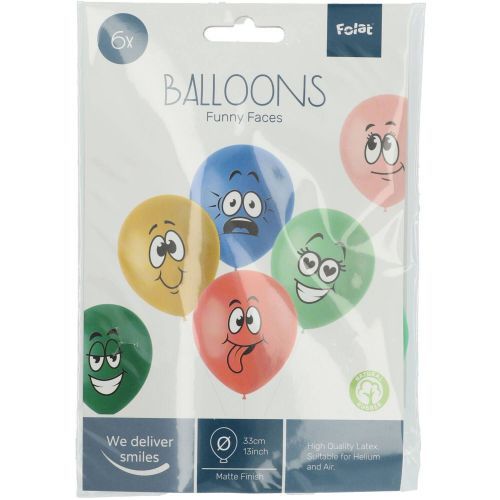 Folat Ballonnen Funny Faces Retro 33cm 6st