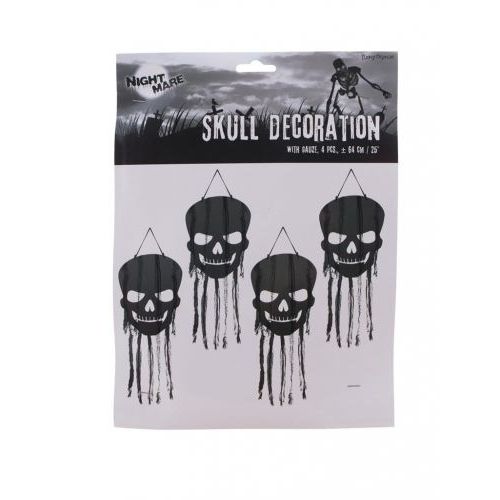 Funny Fashion 4 Hangdecoraties 64cm Schedels met lint
