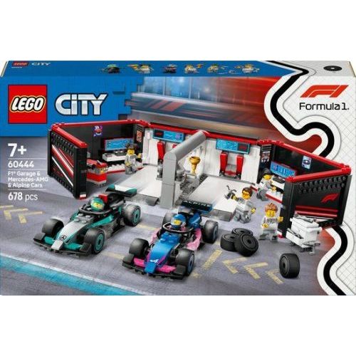Lego F1 Garage met Mercedes-AMG & Alpine Auto's