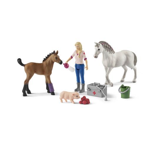 Schleich Dierenarts op bezoek bij merrie & veulen