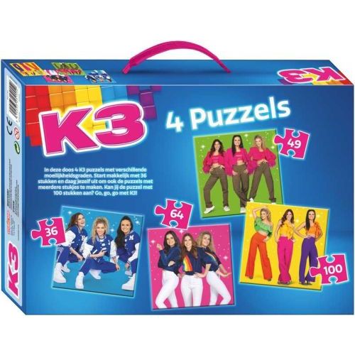 Studio 100 K3 Puzzel Sterretjes 4 in 1 36-49-64-100 stukjes (07303298) - B-Toys Keerbergen