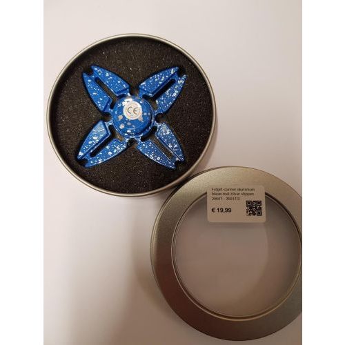 Toi-Toys Fidget spinner aluminium blauw met zilver stippen