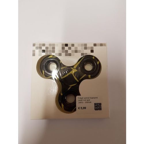 Toi-Toys Fidget spinner legerprint zwart met geel