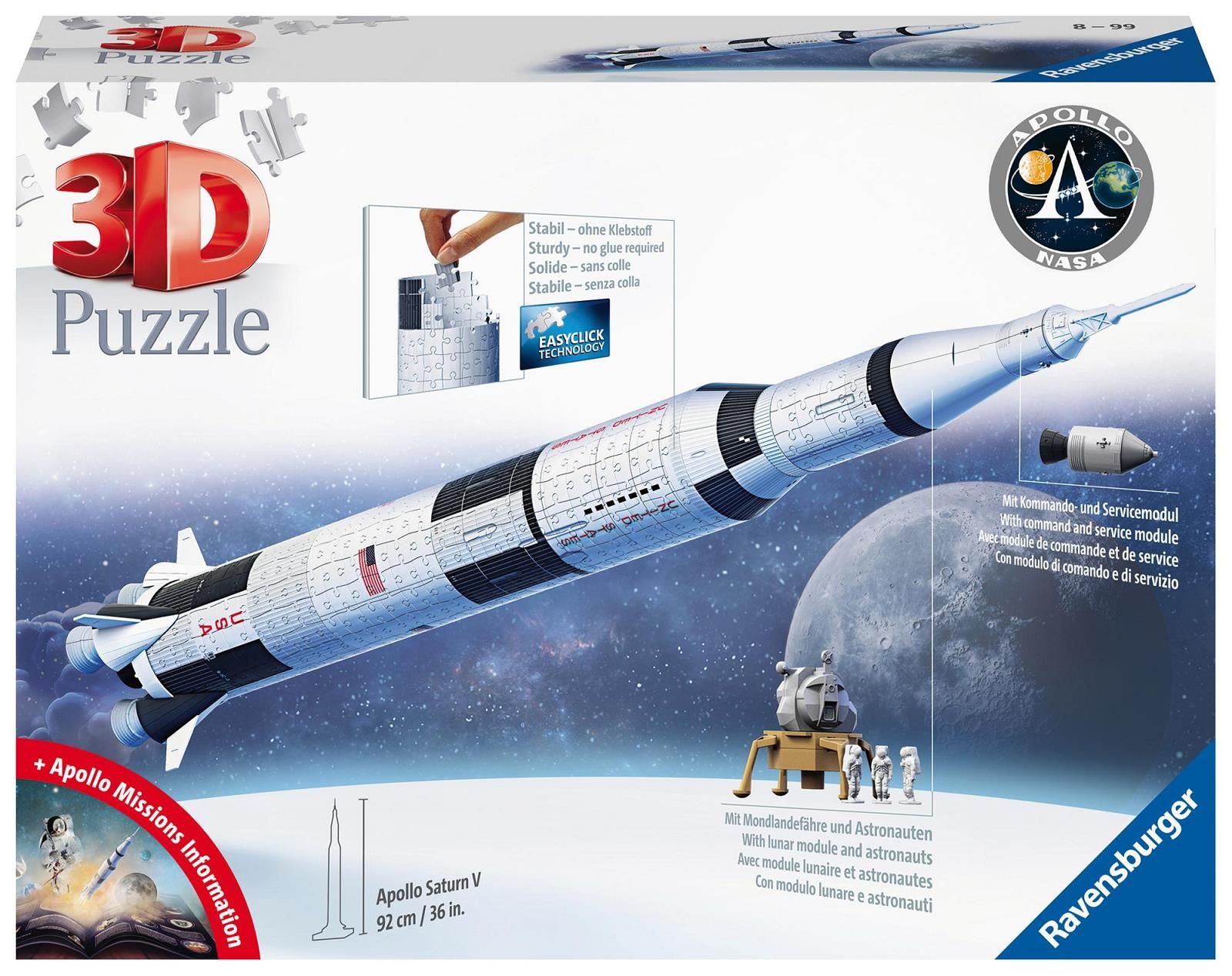 Ravensburger Apollo Saturn V Rocket 3D Puzzel 504 stu (115457) - B-Toys Keerbergen